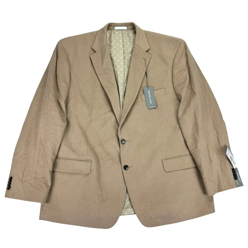 Michael Kors Mens Kipp Wool Cashmere Luxury Classic Fit Sport Coat Tan 50R